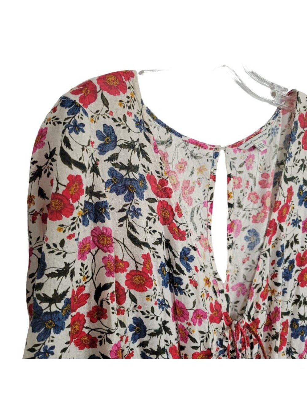 American Eagle Outfitters Size L Romper Floral Adjustable Neck Bell Sleeve Flowy - Picture 5 of 11
